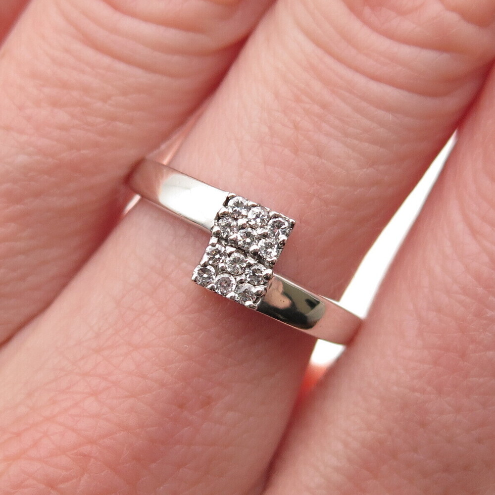 925 Sterling Silver Round-Cut C Z Bypass Ring Size 6.75